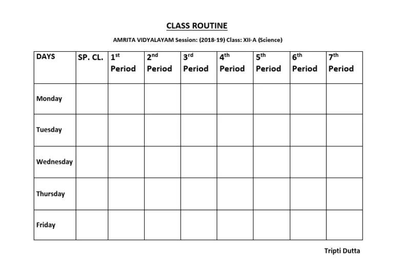 Class 6 Routine